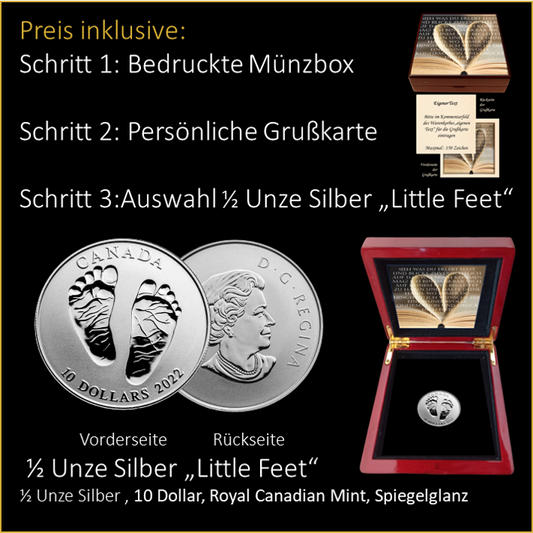 Kommunion - Bibel - Glück - 0,5 Unzen Silber "Little Feet"