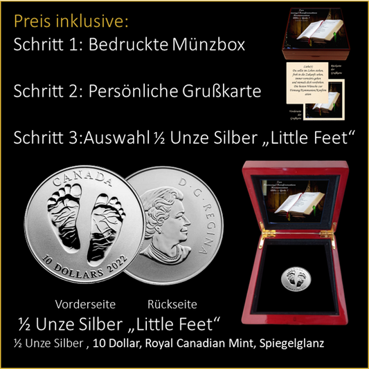 Kommunion - Buch - Kommunion_Konfirmation_Firmung - 0,5 Unzen Silber "Little Feet"