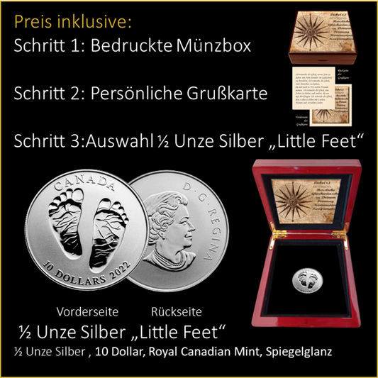 Kompass - Glück  - 0,5 Unzen Silber "Little Feet"