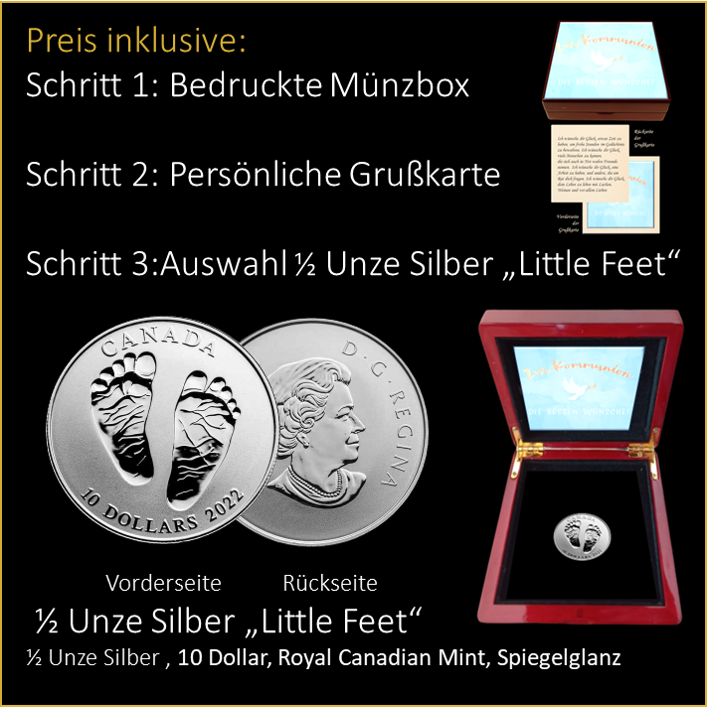 Kommunion - Taube - Erstkommunion - 1/2 Unze Silber "Little Feet"