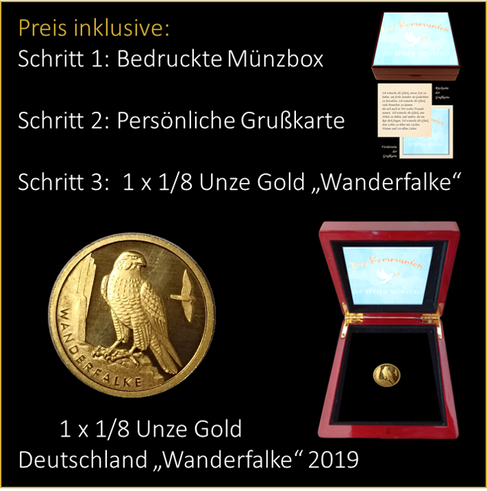 Kommunion - Taube - Glück- 20 € Gold