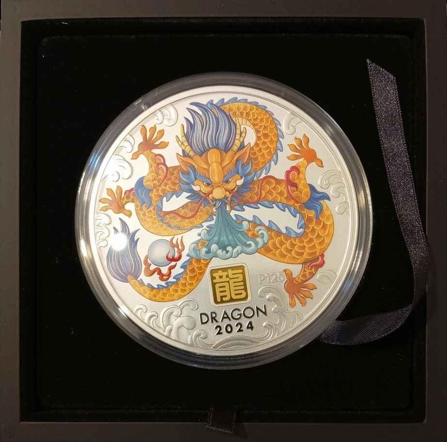 YEAR OF THE DRAGON, Serie Lunar III, 1 Kg Silver with Gold Privy Mark 30$, 2024