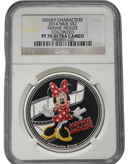 DISNEY – MINNI MOUSE COLORED, Serie Mickey and Friends, 1 oz Silver Proof Colored PF70, 2014