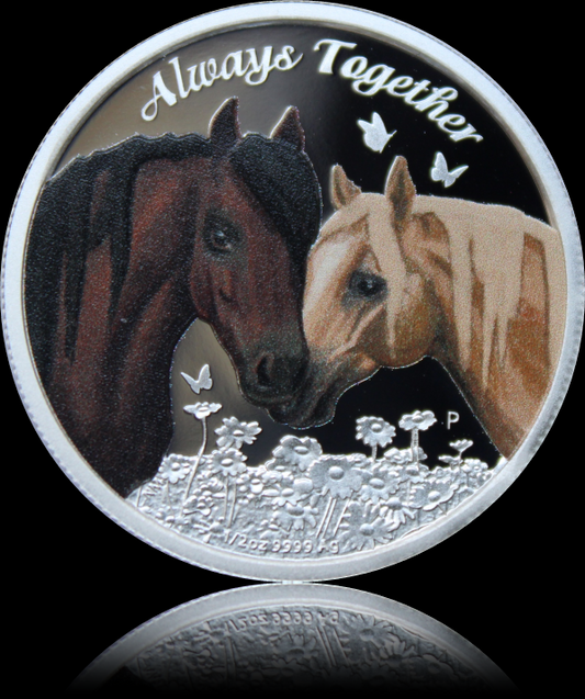 HORSES - FOALS, Allways Together series, 0.5 oz Silver 1TVD, Proof, 2018