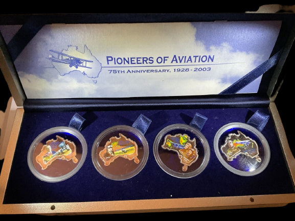 PIONEERS OF AVIATION COIN SET, 4 x 1 oz Silver 1$, Proof, 2003