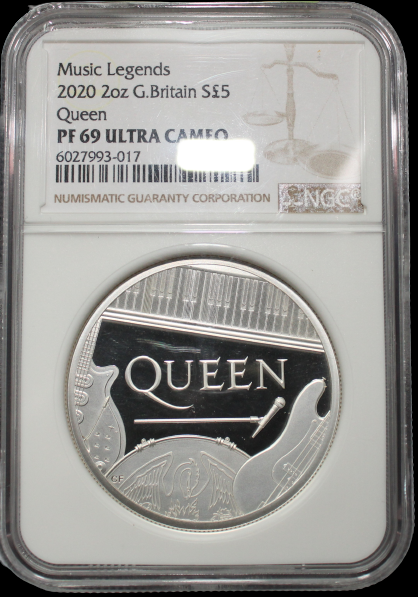 QUEEN, Music Legends series, 2 oz Silver £5, Proof PF69, 2020