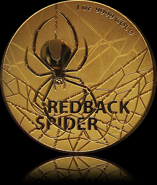REDBACK SPIDER, Australia's Most Dangerous Animals series, 1 oz Gold BU, 2020