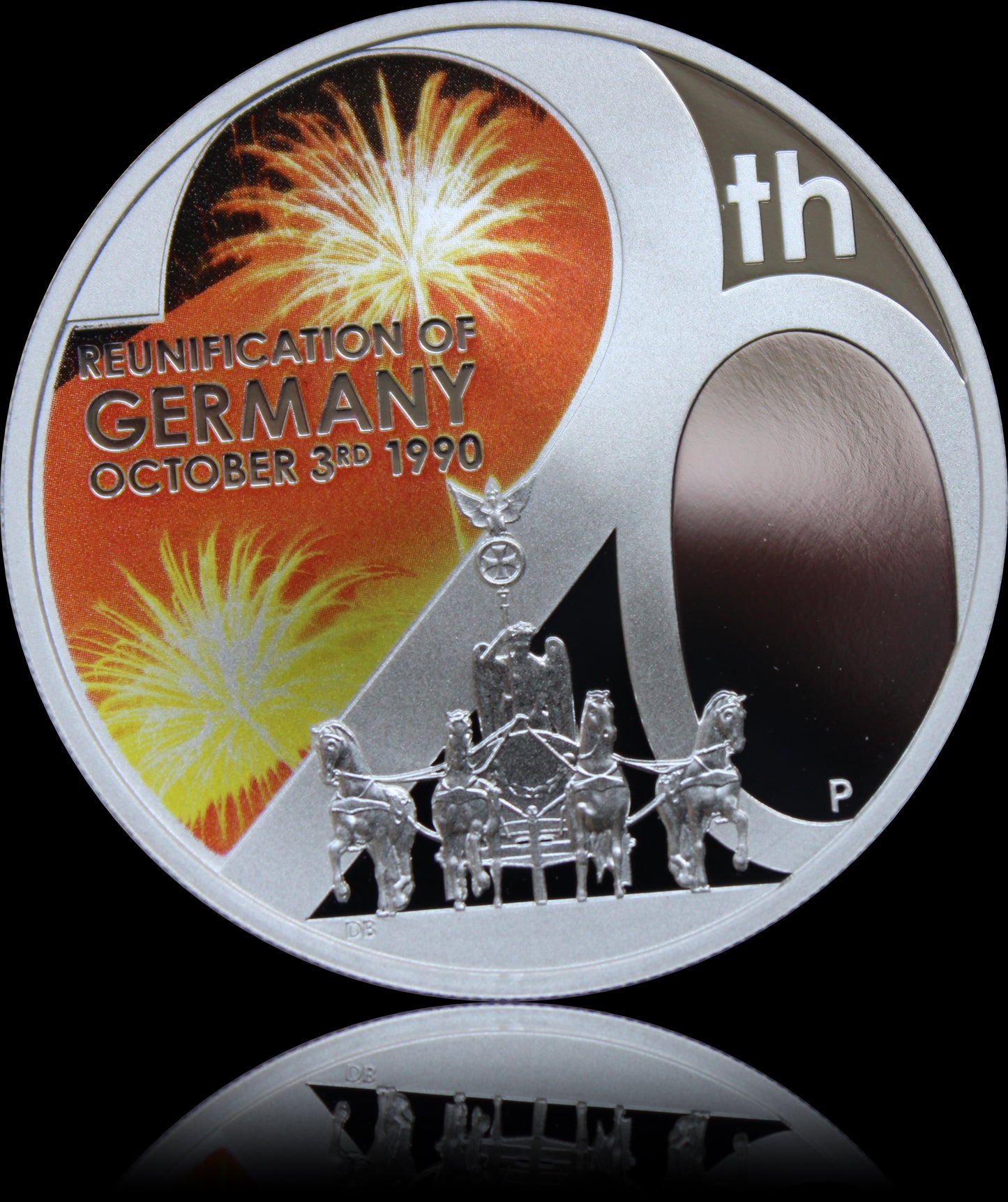 REUNIFICATION OF GERMANY, Germany - Tuvalu series, 1 oz Silver 1TVD, Proof 2020