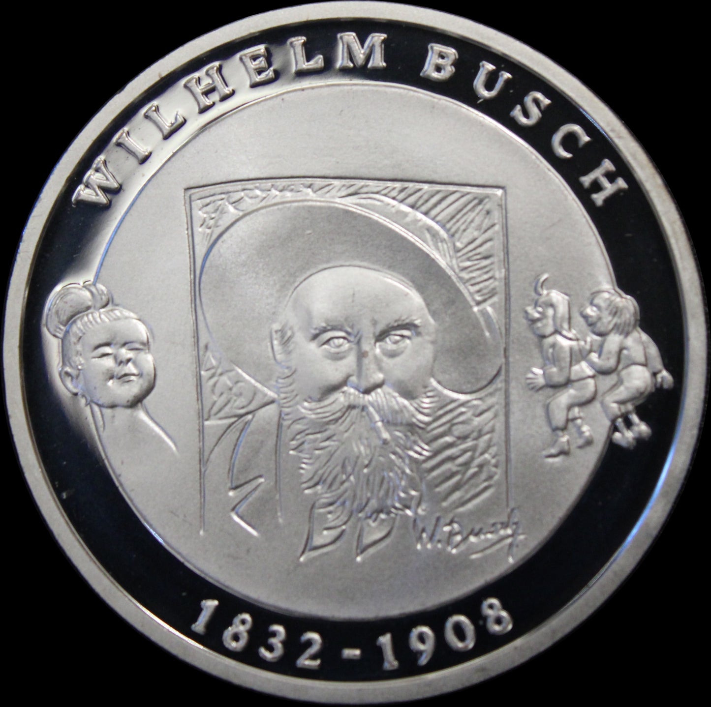 175. GEBURTSTAG WILHELM BUSCH, Serie 10 € Silber Gedenkmünzen Deutschland, Spiegelglanz, 2007