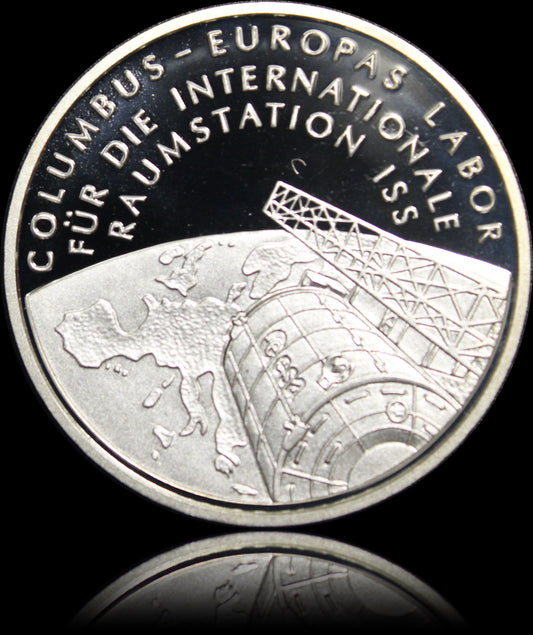 COLUMBUS - INTERNATIONALE RAUMSTATION, Serie 10 € Silber Gedenkmünzen Deutschland, Spiegelglanz, 2004