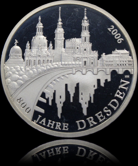 800 JAHRE DRESDEN, Serie 10 € Silber Gedenkmünzen Deutschland, Spiegelglanz, 2006