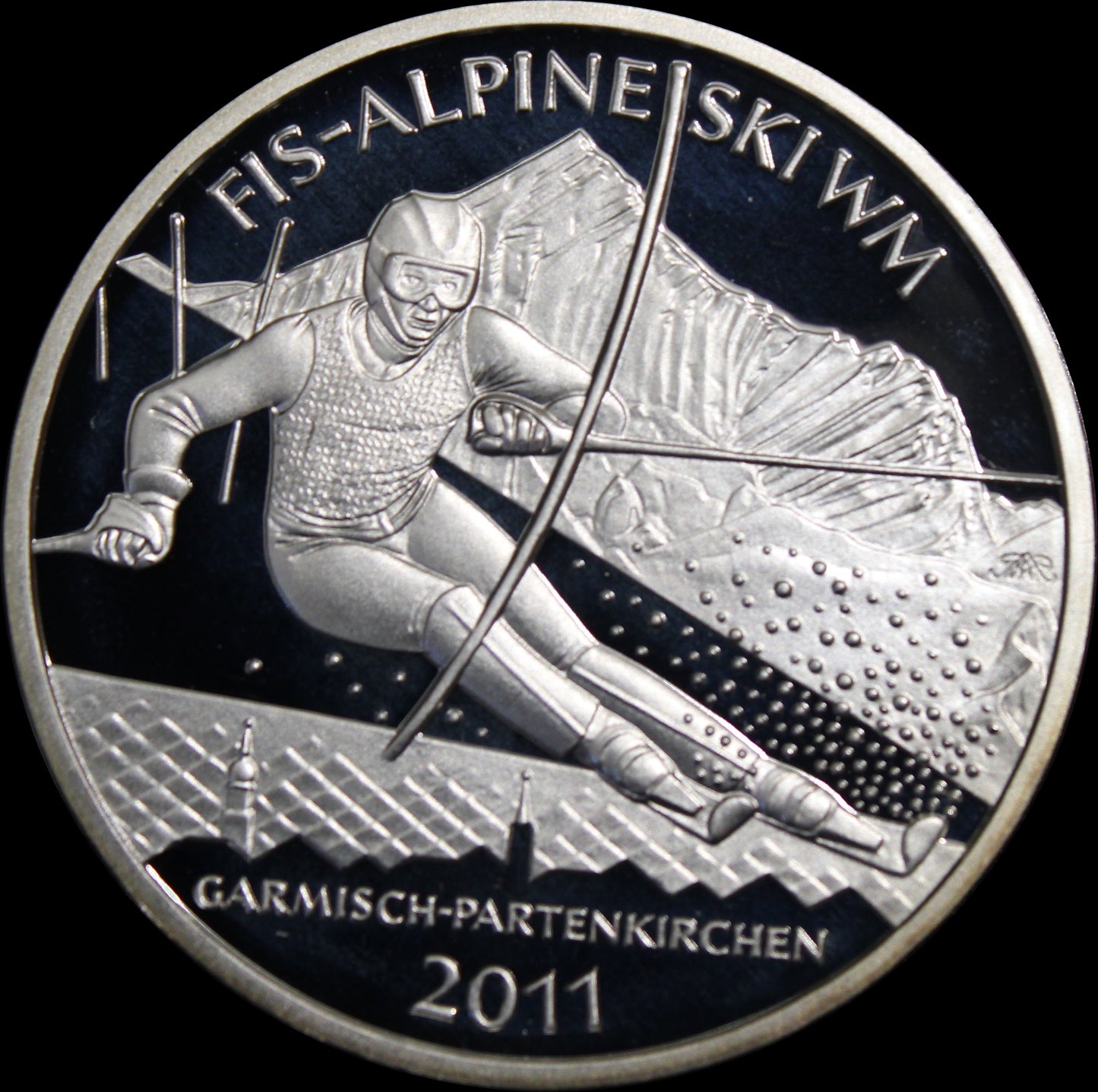 FIS ALPINE SKI WM 2011 GARMISCH-PARTENKIRCHEN, Serie 10 € Silber Gedenkmünzen Deutschland, Spiegelglanz, 2010