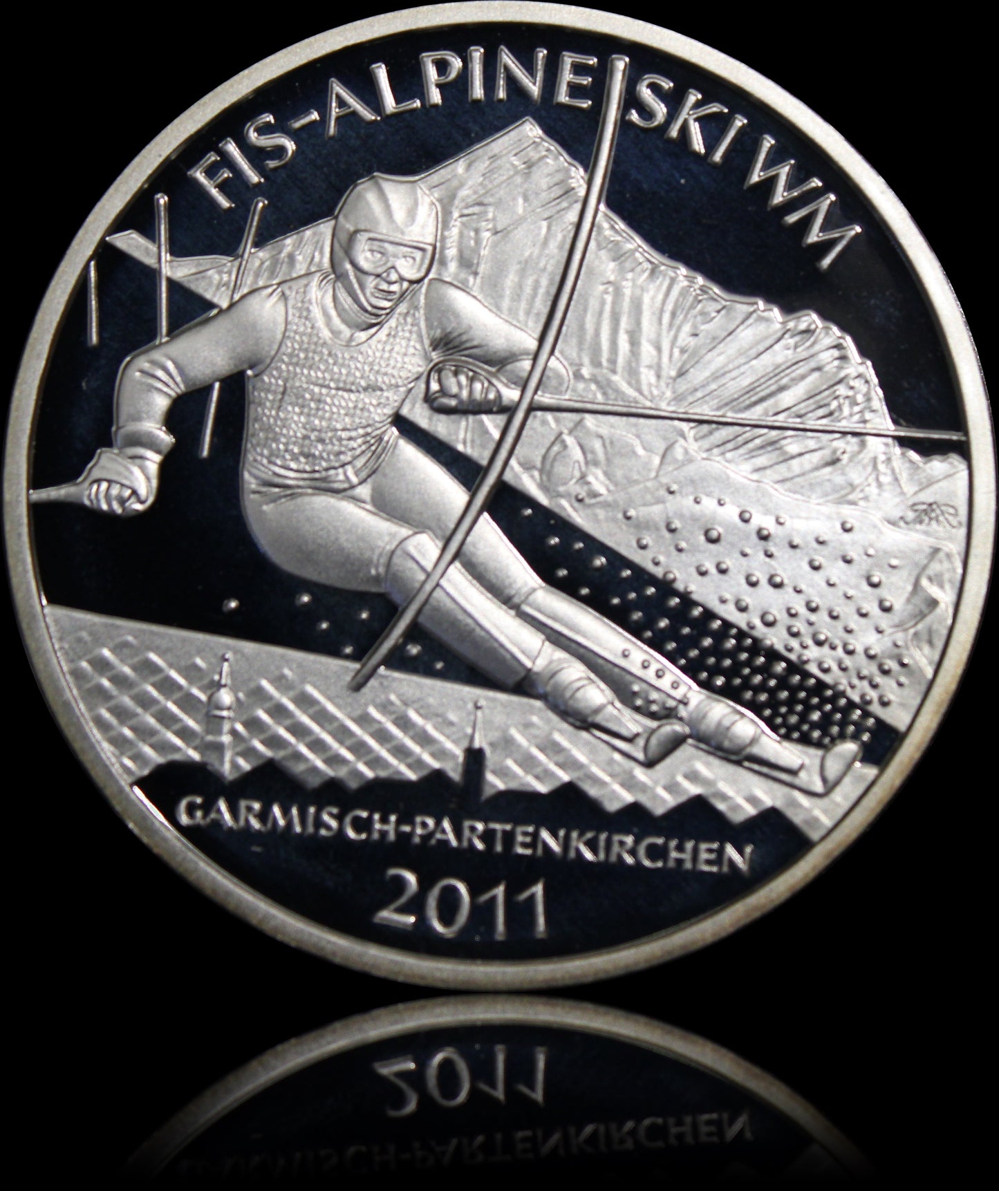 FIS ALPINE SKI WM 2011 GARMISCH-PARTENKIRCHEN, Serie 10 € Silber Gedenkmünzen Deutschland, Spiegelglanz, 2010