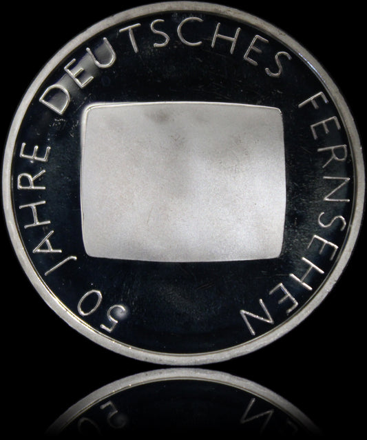 50 JAHRE DEUTSCHES FERNSEHEN, Serie 10 € Silber Gedenkmünzen Deutschland, Spiegelglanz, 2002