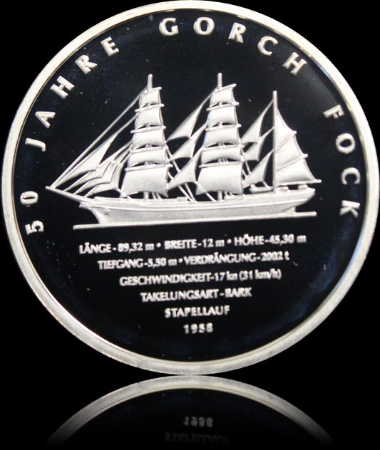 50 JAHRE GORCH FOCK, Serie 10 € Silber Gedenkmünzen Deutschland, Spiegelglanz , 2008