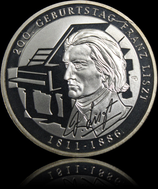 200. GEBURTSTAG FANZ LISZT, Serie 10 € Silber Gedenkmünzen Deutschland, Spiegelglanz, 2011