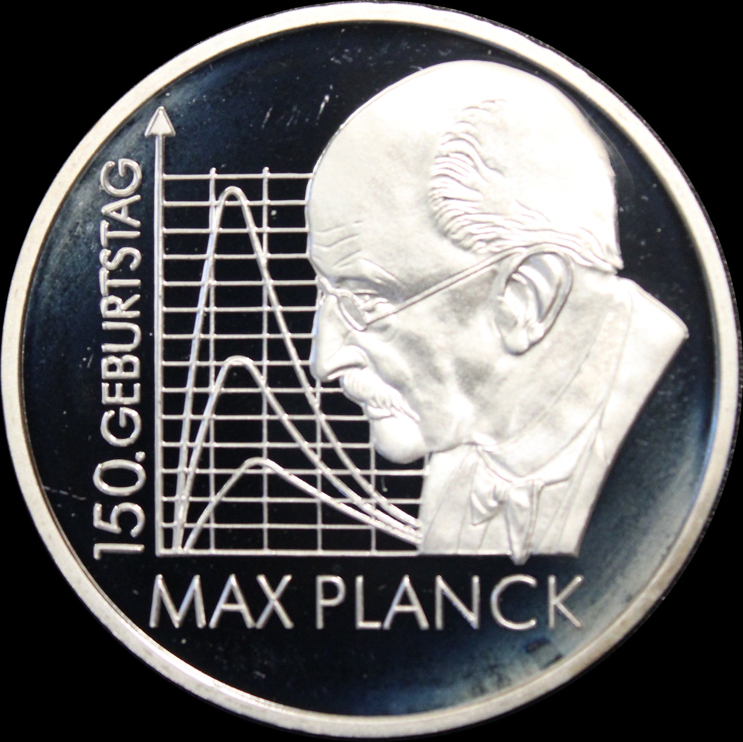 150. GEBURTSTAG MAX PLANCK, Serie 10 € Silber Gedenkmünzen Deutschland,Spiegelglanz , 2008