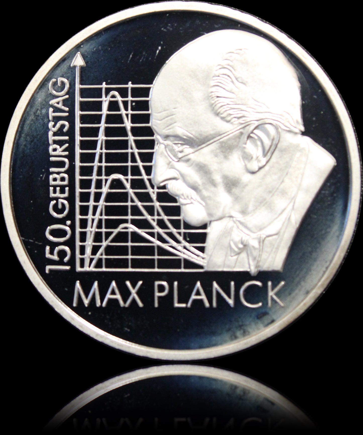 150. GEBURTSTAG MAX PLANCK, Serie 10 € Silber Gedenkmünzen Deutschland,Spiegelglanz , 2008