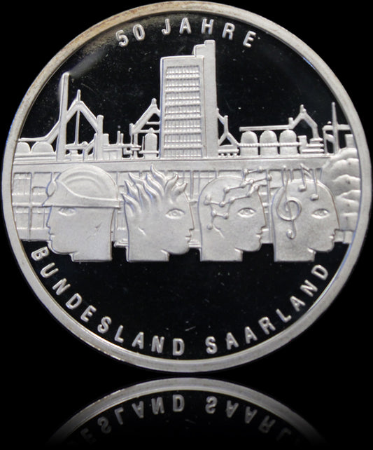 50 JAHRE BUNDESLAND SAARLAND, Serie 10 € Silber Gedenkmünzen Deutschland, Spiegelglanz, 2007