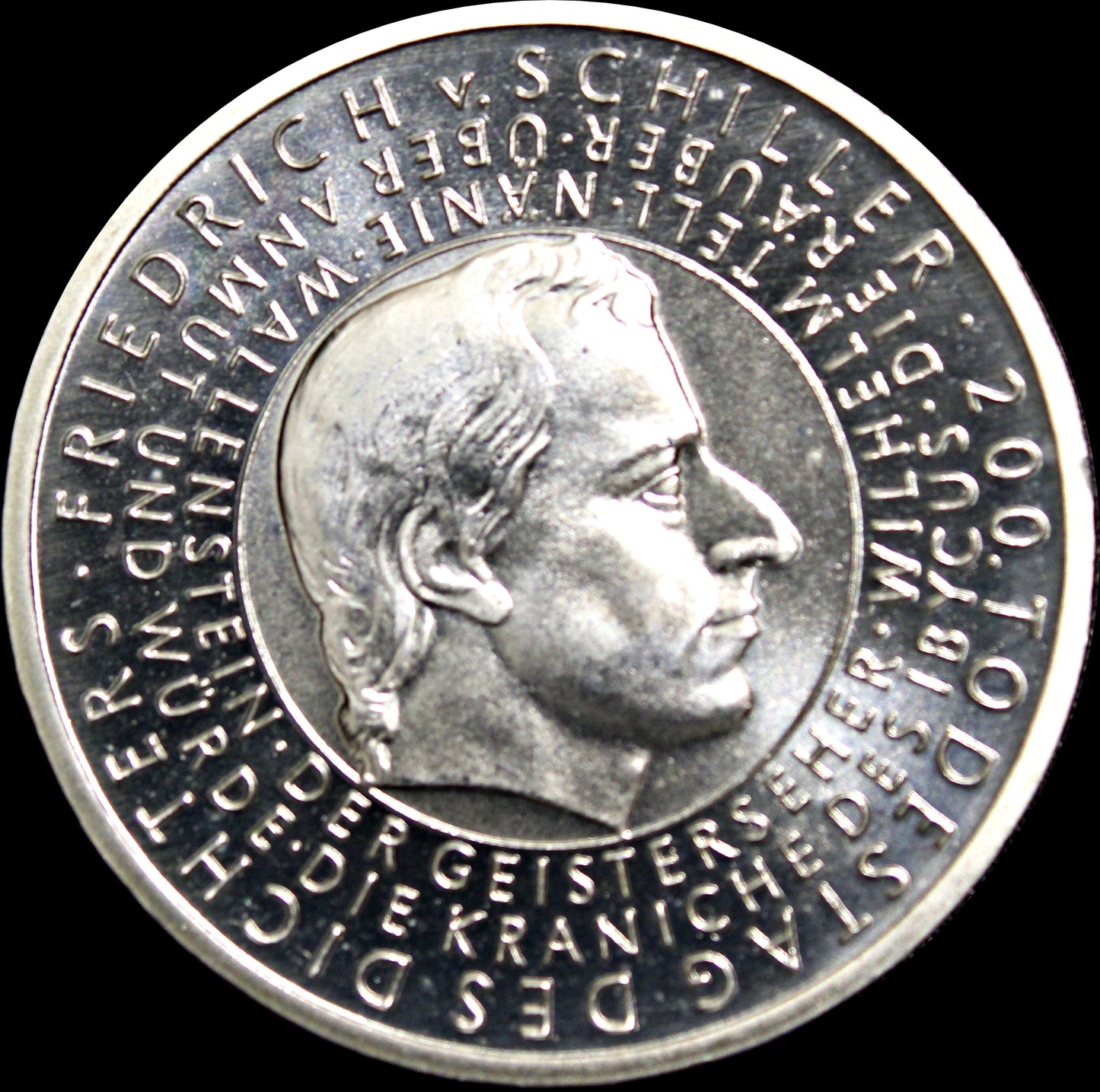 200. TODESTAG DES DICHTERS FRIEDRICH VON SCHILLER, Serie 10 € Silber Gedenkmünzen Deutschland, Spiegelglanz, 2005