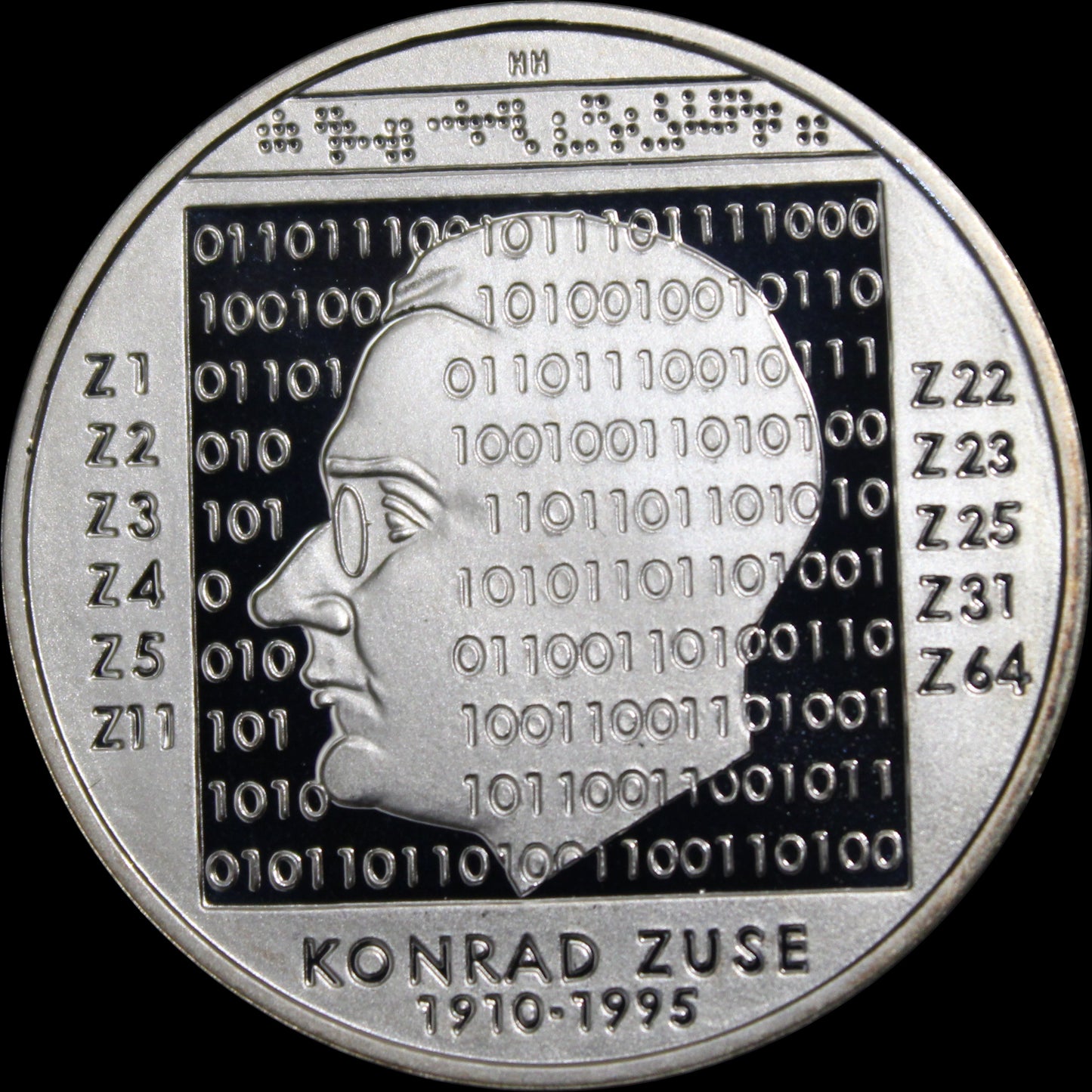 100. GEBURTSTAG KONRAD ZUSE, Serie 10 € Silber Gedenkmünzen Deutschland, Spiegelglanz , 2010