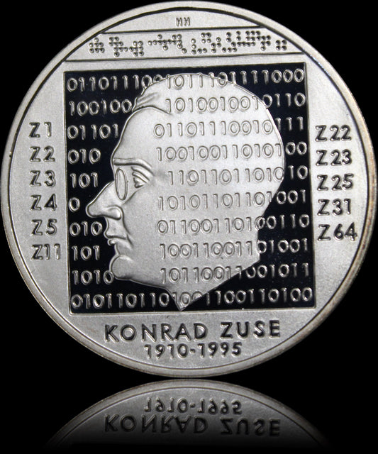 100. GEBURTSTAG KONRAD ZUSE, Serie 10 € Silber Gedenkmünzen Deutschland, Spiegelglanz , 2010