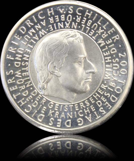 200. TODESTAG DES DICHTERS FRIEDRICH VON SCHILLER, Serie 10 € Silber Gedenkmünzen Deutschland, Stempelglanz, 2005