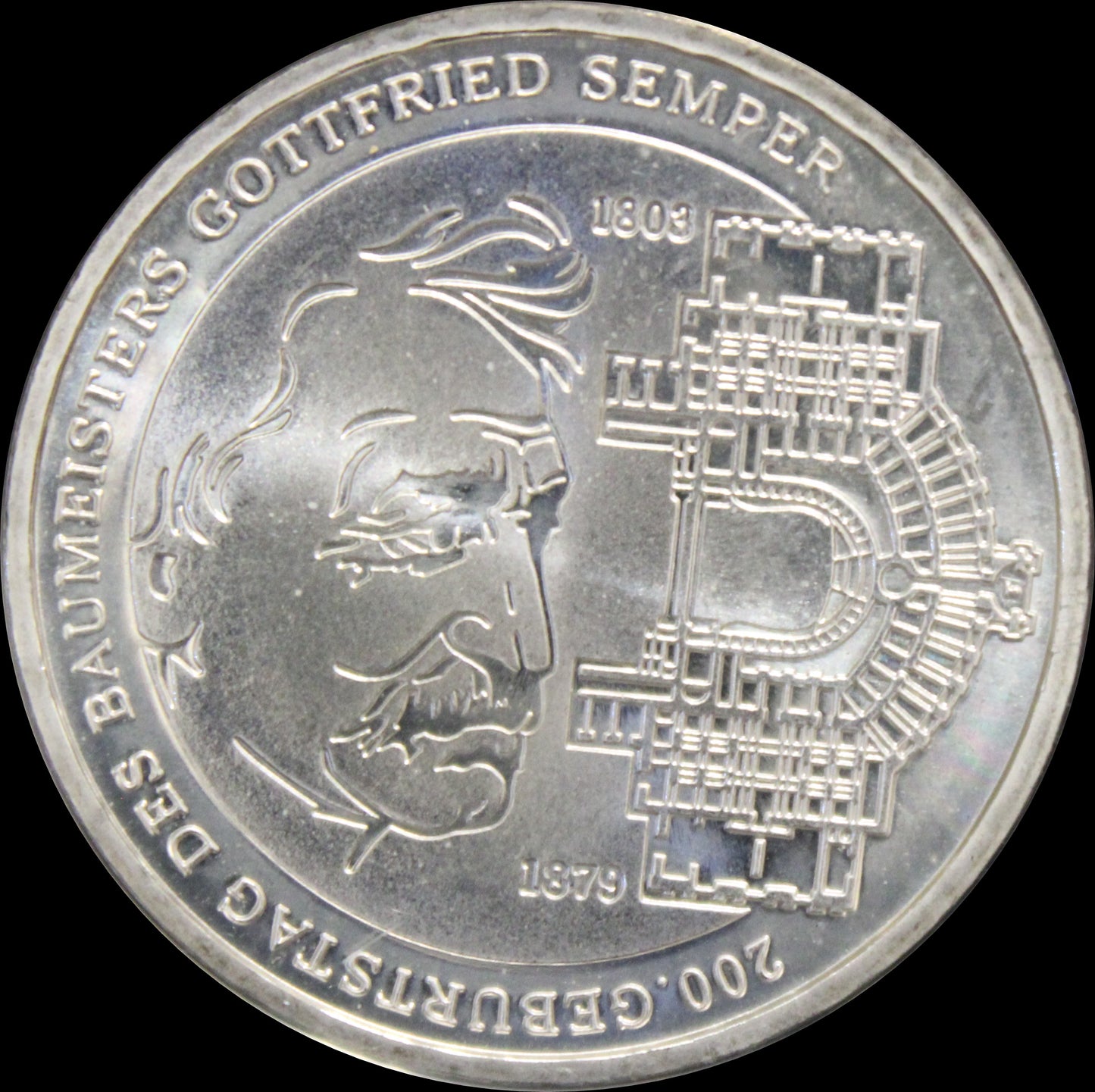 200. GEBURTSTAG GOTFRIED SEMPER, Serie 10 € Silber Gedenkmünzen Deutschland, Stempelglanz, 2003