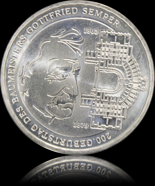 200. GEBURTSTAG GOTFRIED SEMPER, Serie 10 € Silber Gedenkmünzen Deutschland, Stempelglanz, 2003