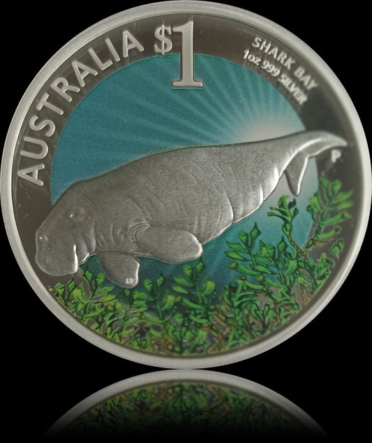 SHARK BAY, World Heritage Sites series, 1 oz Silver Colored Proof, 2012