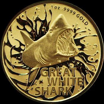 GREAT WHITE SHARK, Australia's Most Dangerous Animals, 1 oz Gold BU, 2021