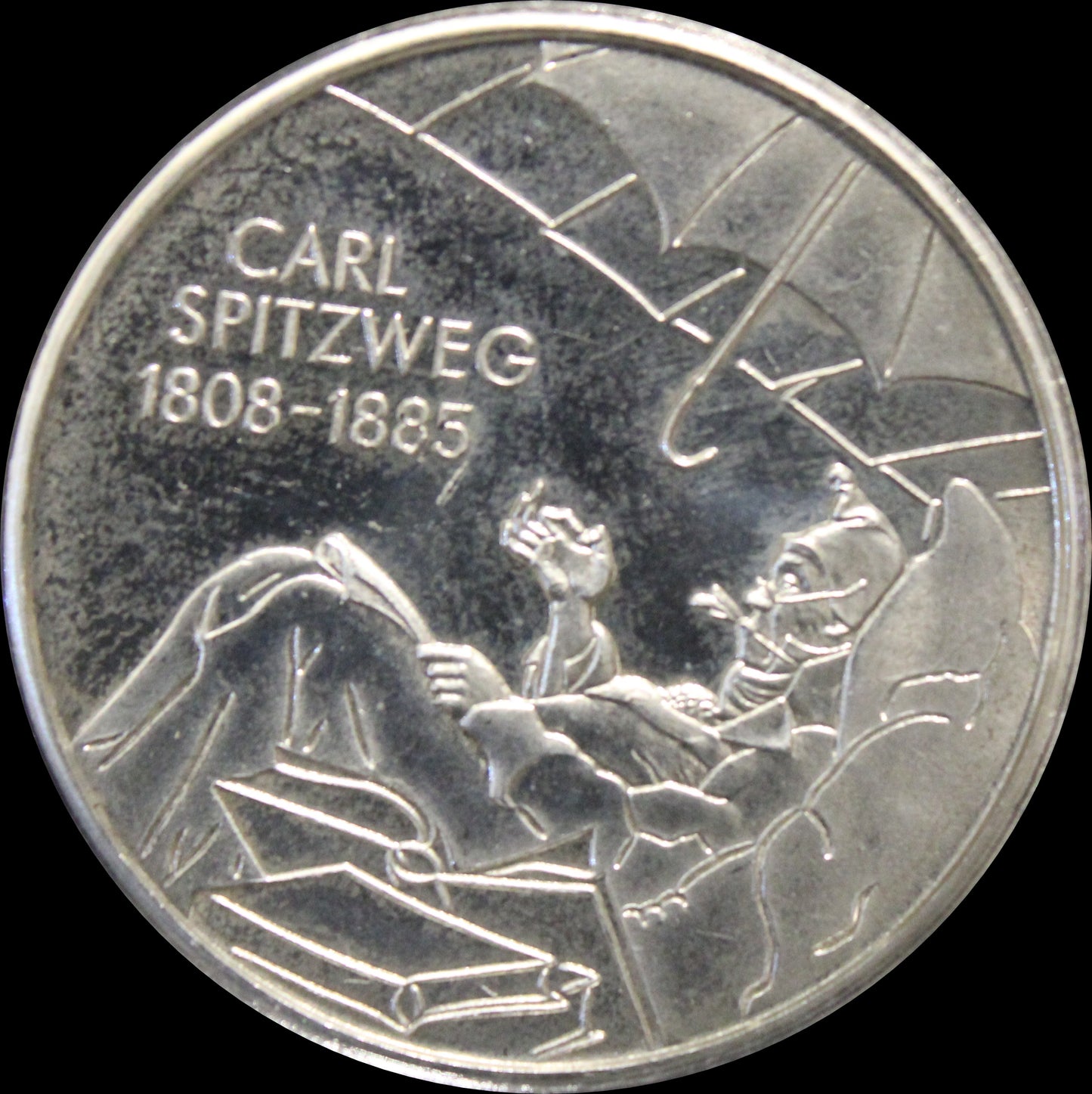 200. GEBURTSTAG CARL SPITZWEG, Serie 10 € Silber Gedenkmünzen Deutschland, Stempelglanz, 2007