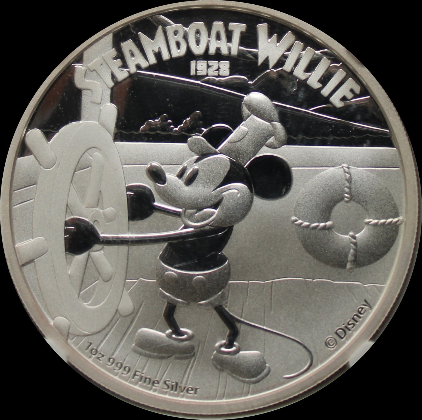 DISNEY – STEAMBOAT WILLI, Mickey and Friends series, 1 oz Silver Proof Colored PF70, 2014