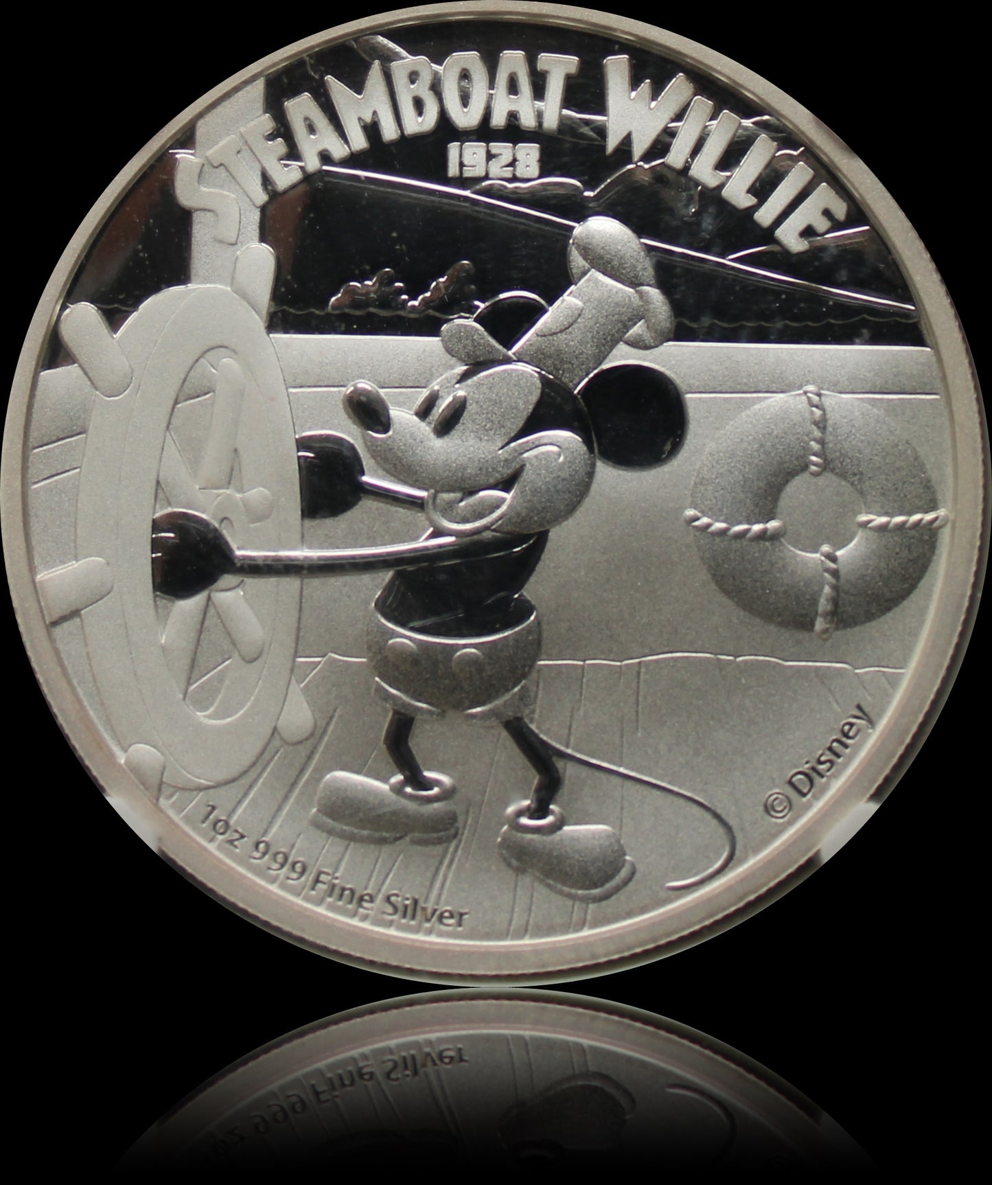 DISNEY – STEAMBOAT WILLI, Mickey and Friends series, 1 oz Silver Proof Colored PF70, 2014