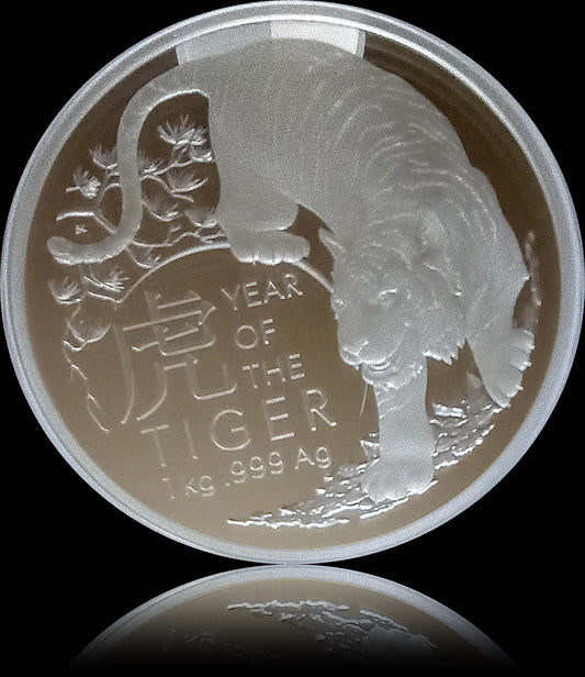 YEAR OF THE Tiger, Serie Lunar II RAM,  1 kg Silver 30$, Proof, 2022