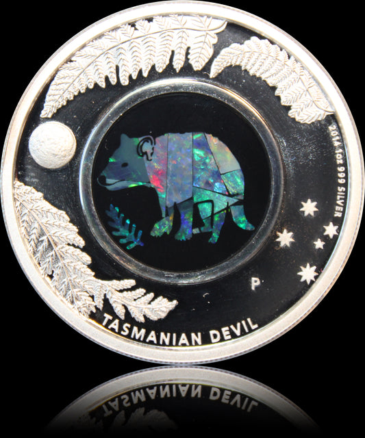 TASMANIAN DEVIL - TASMANISCHER TEUFEL, Serie Australian Opal 1 oz Silber Proof 1$, 2014