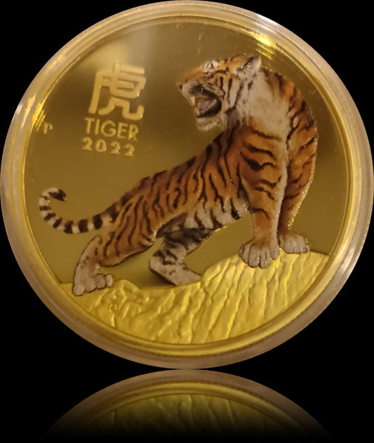 YEAR OF THE TIGER, Serie Lunar III, 1 oz Gold Proof Coloured, 2022