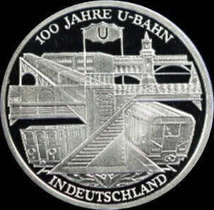 Kopie von 100 JAHRE U-BAHN IN DEUTSCHLAND, Serie 10 € Silber Gedenkmünzen Deutschland, Spiegelglanz, 2002