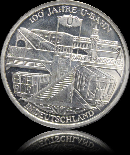 100 JAHRE U-BAHN IN DEUTSCHLAND, Serie 10 € Silber Gedenkmünzen Deutschland, Stempelglanz, 2002
