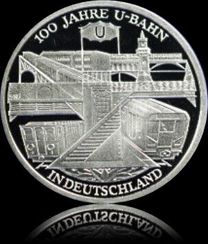 Kopie von 100 JAHRE U-BAHN IN DEUTSCHLAND, Serie 10 € Silber Gedenkmünzen Deutschland, Spiegelglanz, 2002