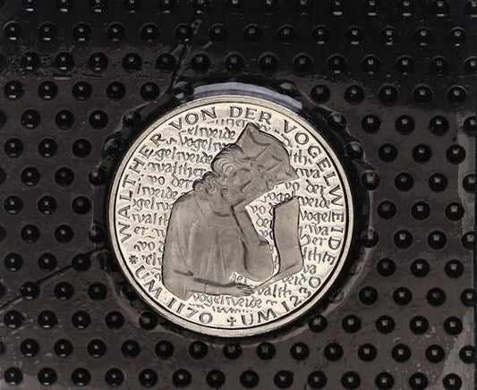 750. TODESTAG VON WALTHER VON DER VOGELWEIDE, Serie 5 DM Silbermünze Spiegelglanz, 1980 (Kopie)