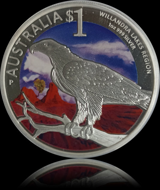 WILLANDRA LAKES REGION, World Heritage Sites Series, 1 oz Silver Colored Proof, 2013