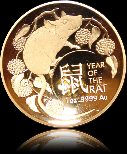 YEAR OF THE Rat, Lunar II RAM series, 1 oz Gold Proof Domed, 2020