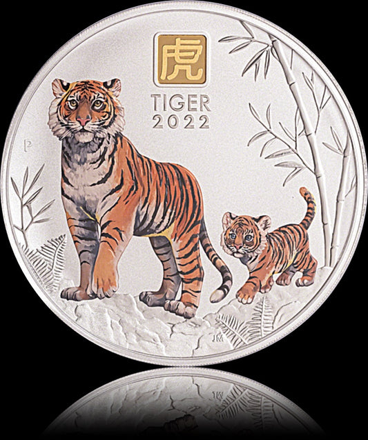 YEAR OF THE Tiger, Serie Lunar III, 1 Kg Silver with Gold Privy Mark 30$, 2022