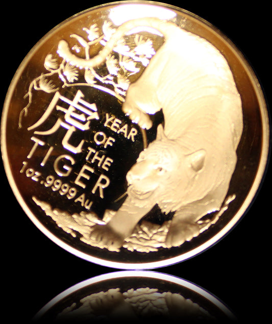 YEAR OF THE TIGER, Serie Lunar II RAM, 1 oz Gold Proof Domed 100$, 2022