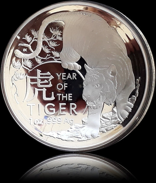 YEAR OF THE TIGER, Lunar II RAM series, 1 oz Silver $1, Proof Domed 2022